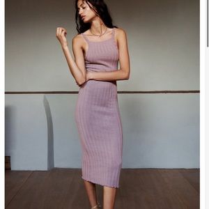 Zara Long Ribbed Dress Dusty Purple TRF